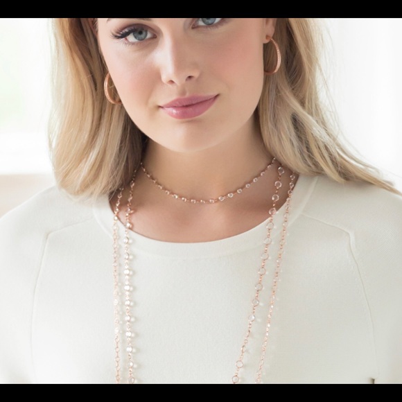 Touchstone Crystal by Swarovski blush and crystal Pearl Chanelle 36 inches - Picture 2 of 2